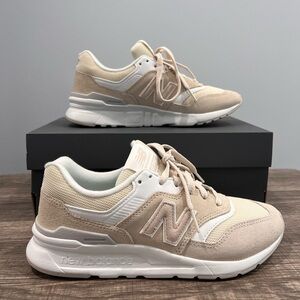 New Balance Women's Beige and White Sneakers